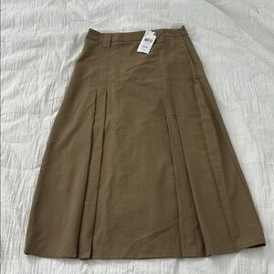 New Mango Dark Khaki Midi Skirt